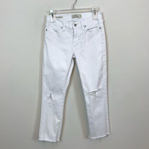 Lucky Brand Brooke Straight White Jeans Raw Hem